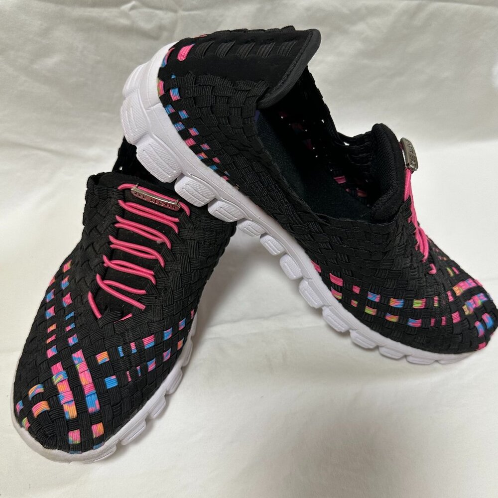 Brand New Zee Alexis Danielle Neon Black Woven Sneaker